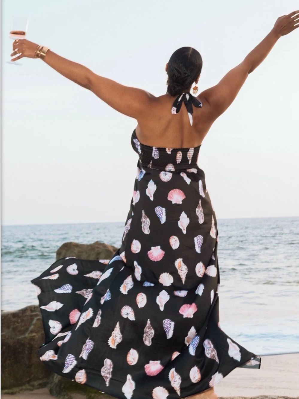 Show Me Your Mumu NWT Seashell Halter Maxi Dress XS/S Beach Vacation Goddess - Picture 3 of 9
